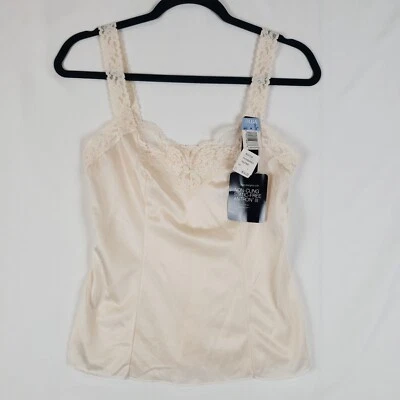 Camiseta Olga Vintage Feminina Pequeno Abraço Secreto Cami Top Bege Acabamento em Renda Nova Com Etiqueta - Imagem 1 de 4