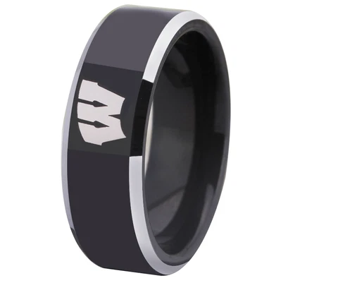 New Wisconsin Badgers Black Tungsten Steel Ring Sizes 6 7 8 9 10 11 12 13 Cover