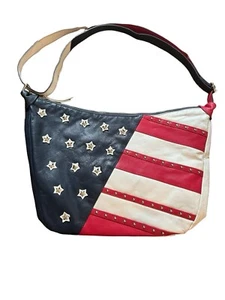 sharif 1827 Hobo Bag Purse Patriotic- Stars & Stripes Red White Blue Used Once - Picture 1 of 9