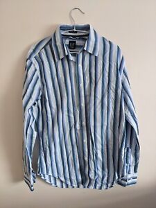 Vintage Gap Striped Shirt White/ Blue Heavyweight Cotton 