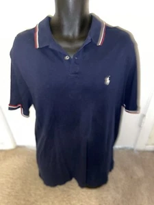 Mens Polo Ralph Lauren Blue Short Sleeve Polo Shirt White Pony Logo Size large - Picture 1 of 5