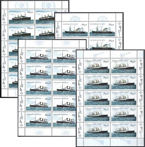 Germany 2010. Steamers. Ships. 4 Full Sheets Sc# B1036-B1039, MNH - Picture 1 of 5