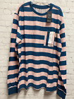 Original Use Mens Pink Blue Stripe Long Sleeve T-Shirt Pocket Size Medium New