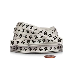 Black and White Narrow Paw Print Grosgrain Ribbon - 3/8in. x 25 Yds (pm5819310) - Picture 1 of 1