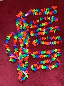 15 x Rainbow Silk Flower Lei Garlands necklaces, Hawaiian fancy dress, aloha - Picture 1 of 3