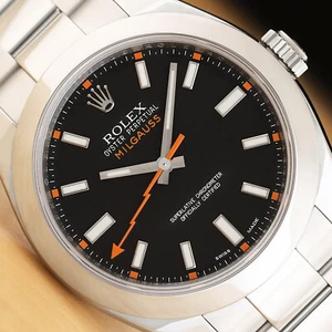 2008 ROLEX MENS MILGAUSS 116400 BLACK ORANGE STAINLESS STEEL 40MM WATCH - Picture 1 of 11