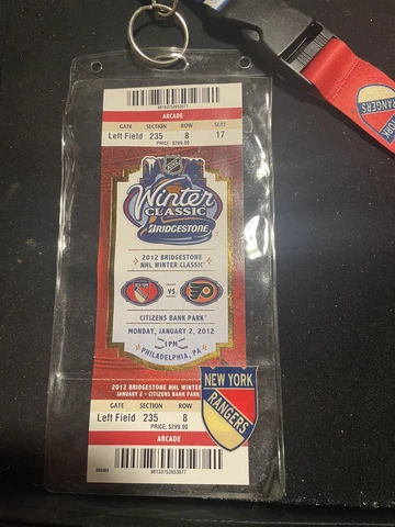 2012 Rangers Flyers Winter Classic Full Ticket & Lanyard (NYR) Cover