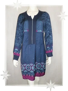 = - Robe Fluide Bleu Nuit Col Tunisien Lida La Fiancée du Mekong Taille 38 - Imagen 1 de 5