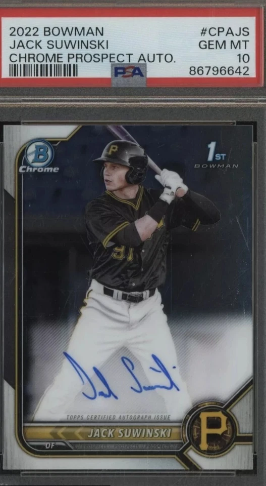Jack Suwinski PSA 10 Auto 2022 Bowman Chrome RC Rookie Pittsburgh Pirates  - Image 1 of 2