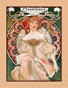 8.5x11 Vintage Alphonse Mucha 1898 Fine Art Nouveau Print Picture Poster Women - Picture 1 of 1