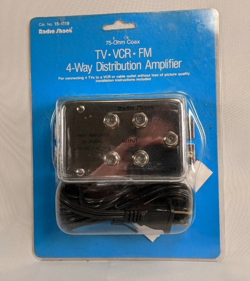 NEW RADIO SHACK, 4-WAY AMPLIFIER, # 15-1119, 50-400MHz, VCR/VHF/CATV/FM, ARCHER - Image 1 of 3