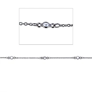 Sterling Silver, Gun Metal Diamonds by the Yard Chain, Cubic Zirconia Bezel Cabl - Picture 1 of 1