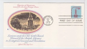 TurtlesTradingPost- Old North Church- Americana 1975 FDC #1603- Fleetwood Cachet - Picture 1 of 2