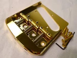 Puente de latón para tele dorado estándar vintage con sillines de latón bala compensados - Imagen 1 de 9