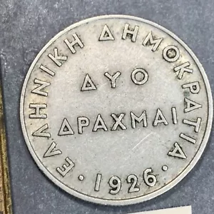 1926 Greece 2 Drachmai coin World Coin Copper nickel, Free Shipping - nx.101 - Picture 1 of 7