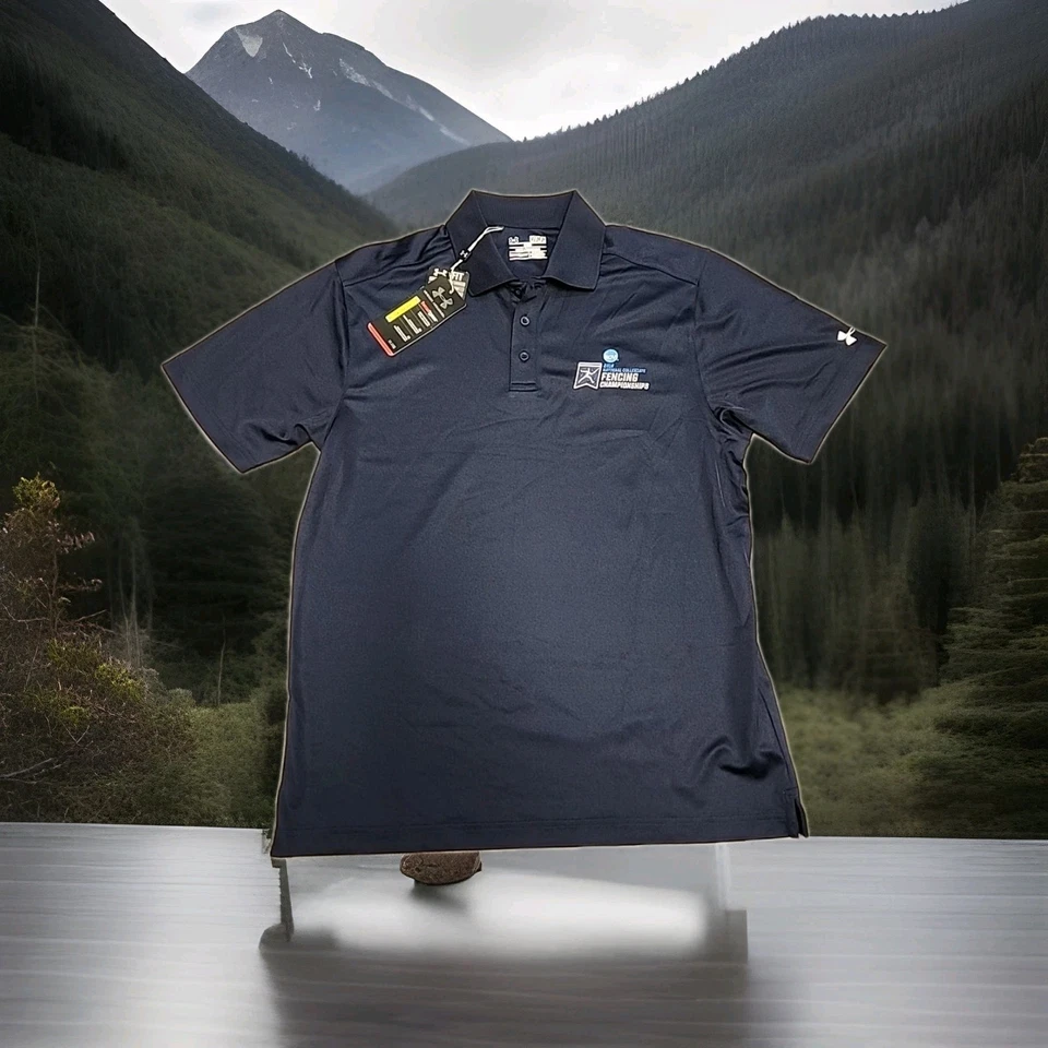 Camisa polo Under Armour azul con logotipo de campeonatos de esgrima de la NCAA 2016 para hombre mediana Foto 1 de 4