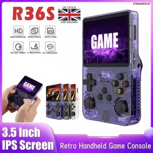 R36s Retro Handheld Video Game Console Linux System 3.5 Inch IPS Screen 64G 128G - Picture 1 of 58