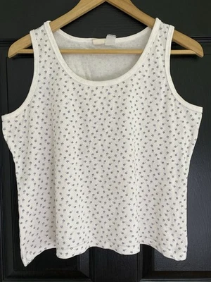 Camiseta sin mangas floral Ditsy blanca talla L descolorida de colección para mujer casa de campo Foto 1 de 4
