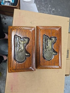 Wandbild 3D Messing gerahmt frühes amerikanisches Pferd, Buggy & Reiter Dekor Set  - Bild 1 von 12