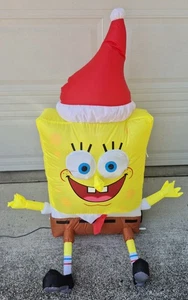 SpongeBob Squarepants Light Up Inflatable Airblown Santa Hat Christmas 44" Tall - Picture 1 of 6