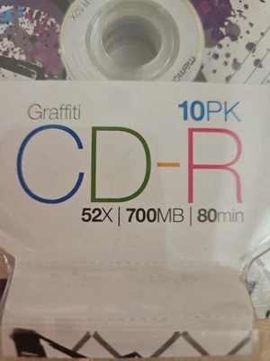 Memorex Graffiti 10 Pack CD-R 52X 700 MB 80 min Blank CD New Sealed - Image 1 of 4