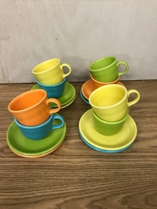 Fiestaware Teetassen und Untertassen 8er Set verschiedene Farben - Bild 1 von 7