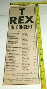 T REX Marc Bolan Vintage Album Concert Dates AD Advert 1971 Electric Warrior #5 - Picture 1 of 1