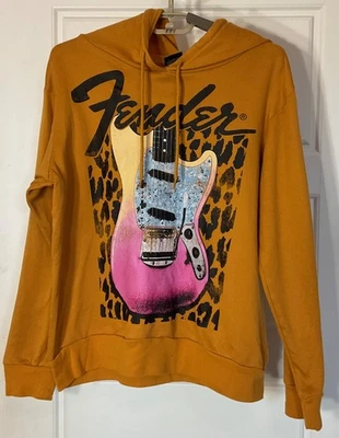 Sudadera con Capucha para Guitarra Fender Marrón Dorado con Estampado de Leopardo Gráfico Manga Larga M Foto 1 de 4
