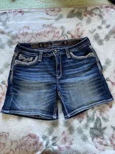 Pantalones cortos de mezclilla para mujer Rock Revival talla 32 ligeramente usados  - Imagen 1 de 5
