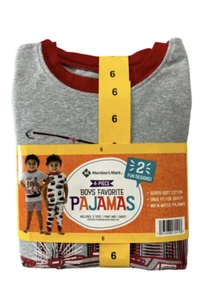 Member's Mark Boy's 4-Piece Mix-N-Match Favorite Pajama Set Firetrucks sz 6 - Picture 1 of 3