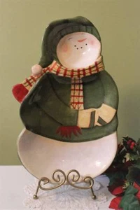 Snowman Chip and Dip Tray Plate Teresa Kogut Park Designs Santa My Friend - Picture 1 of 1