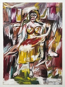 Willem de Kooning (Handmade) Drawing On old Paper Signed & Stamped, Vtg Art - Picture 1 of 4