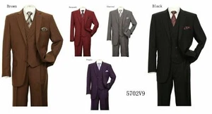 Men's Luxurious Wool Feel Suit W/ Vest &Pants 2 Buttons 5 Colors 38R~56L 5702V9 - Picture 1 of 12