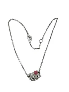 Vintage Silver Tone and Crystal Sanrio Hello Kitty Bracelet/Anklet - Picture 1 of 7