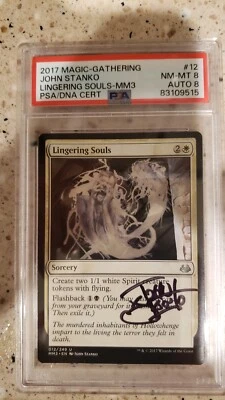 John Stanko signed MTG Magic The Gathering Lingering Souls Modern Masters PSA 8 - Image 1 of 2
