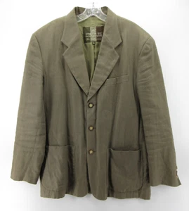 VINTAGE Structure Sport Coat Men Medium Brown Blazer Linen Field Jacket 90s - Picture 1 of 12