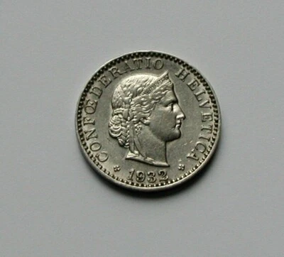 1932 SWITZERLAND Swiss Coin - 20 Rappen - EF trace-lustre - Image 1 of 2