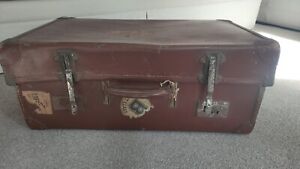 Vulbank Vintage Suitcase With Remains Of Cunard White Star Labels.