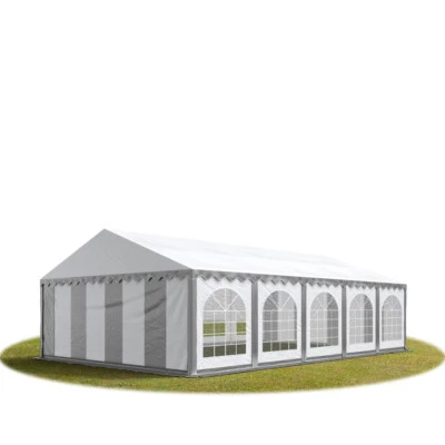 5x10m PVC Partyzelt Bierzelt Zelt Gartenzelt Festzelt Pavillon grau-weiß NEU - Bild 1 von 4