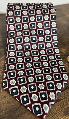 Oscar De La Renta Mens Necktie 100% Silk Patterned Tie Made in USA Geometric - Изображение 1 из 4
