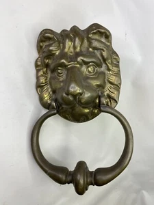 VTG Large Brass Architectural Lion Head Door Knocker  MCM Heavy 7” - Picture 1 of 12