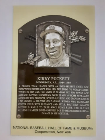 2001 Kirby Puckett HOF Plaque Postcard Canceled on Induction Day 8/05/01 Cover