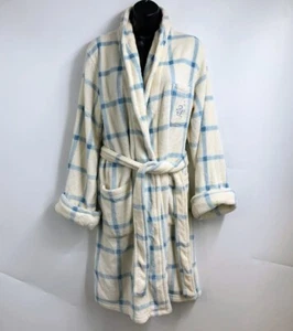 Ralph Lauren Men's Plush Plaid Mid Length Front Tie Bathrobe Size S - Picture 1 of 14