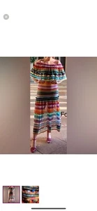 Forever Unique Striped Crochet Dress With Sequin Discs. Great For Vacation! - Picture 1 of 2