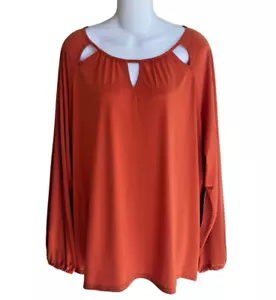 Top elasticizzato maglia corallo zucca taglia passaporti maniche lunghe taglia XL 16-18 nuovo con etichette - Foto 1 di 2