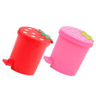 2pc Red Strawberry Swing Lid Desk Trash Can Countertop Garbage Organizer