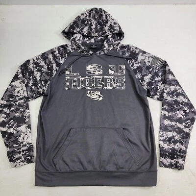Sudadera con Capucha Camuflada Coliseo Para Hombres Talla L NCAA LSU Tigres Salute To Troops Usada en Excelente Condición Foto 1 de 4