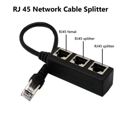 Ethernet RJ45 Cable Adapter 1 Male To 2 / 3 Female Splitter Port LAN Network - Image 1 of 4
