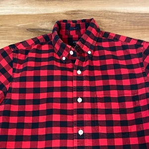 J Crew Oxford Shirt Mens XS Red Black Buffalo Check Button Down OCBD - Picture 1 of 8