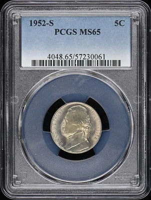 1952-S 5C Jefferson Nickel PCGS MS65 - Image 1 of 2